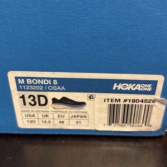 Hoka Men’s HOKA Bondi 8 Outer Space Size 13D. Blue. Running. New - Picture 8 of 8